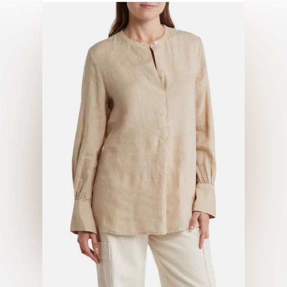 NEW THEORY Popover Long Sleeve Linen Tunic Shirt Size P - Picture 1 of 9